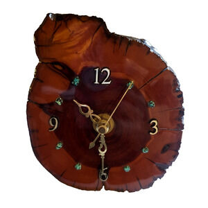 VTG Live Edge Wood Beaded TOCHIGI Tokei Japan Quartz Battery 4 x 5" clock works